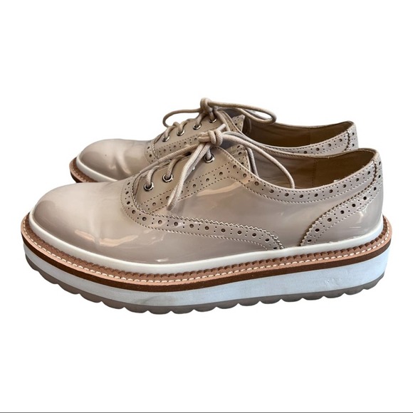 Zara Cream Platform Brogue Oxford - Picture 3 of 5
